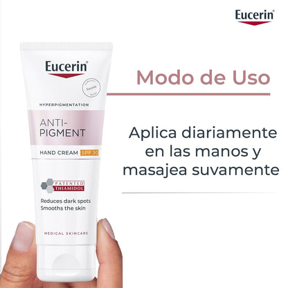 Eucerin Crema Para Manos Anti-Pigment Fps 30 (75 Ml), Con Ácido Hialurónico, Reduce Manchas y Mantiene Piel Hidratada