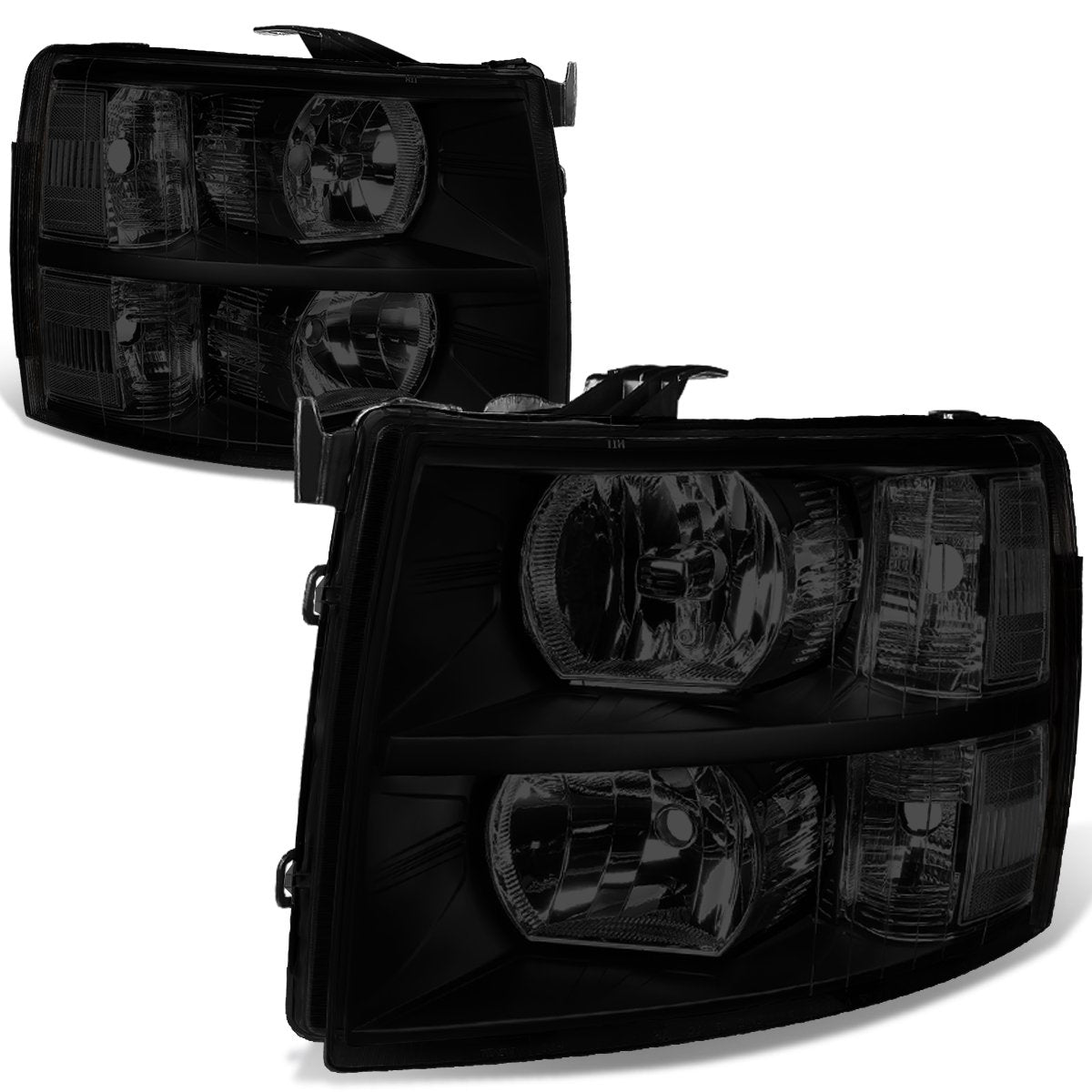 DNA Motoring Par de Faros Delanteros para Chevrolet Silverado 2007-2013 - Negro - humo