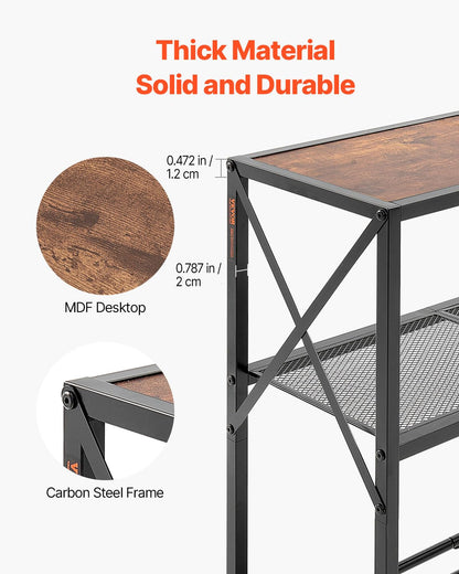 VEVOR - Mesa de sofá de Consola Estrecha, 105.8 cm detrás de la Mesa del sofá, Mesa de Entrada de 3 Niveles de Largo y Mesa de Pasillo Delgado, Mesa de sofá Estrecha con Marco de Metal, para Entrada,