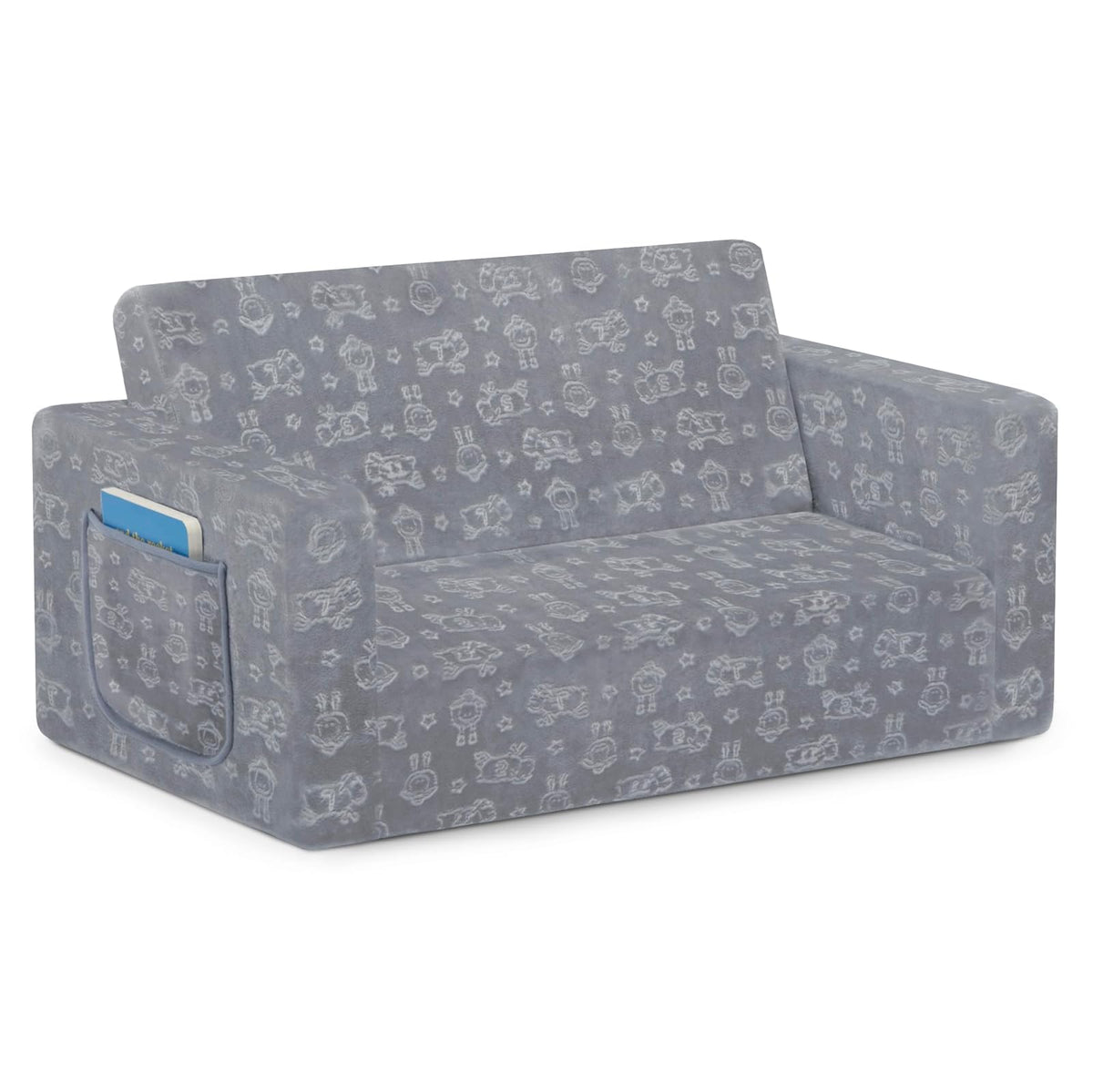 Delta Children Serta Perfect - Sofá convertible extra ancho para tumbona, cómodo sofá 2 en 1 abierto para niños, gris, 76.2 x 43.2 x 38.1 cm (paquete de 1)