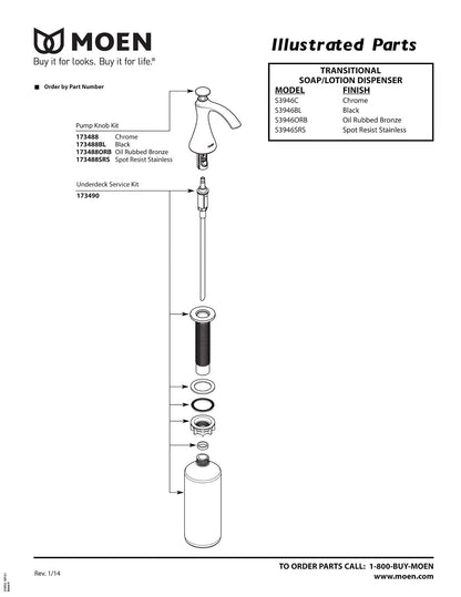 Moen Bimando de transición dispensador de jabón, 1.125, Cromado