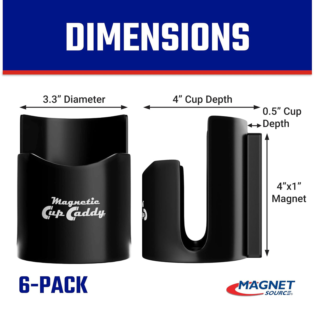 Master Magnetics 07583X6 - Cesta magnética para Taza – Mantén tu Bebida Favorita a Mano, diámetro Interior de 3.3 Pulgadas, Altura de 4.6 Pulgadas, Negro, Paquete de 6 Unidades