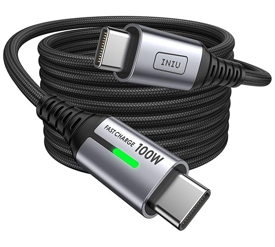 INIU 100W Cable USB C a C, [2m] Cable Tipo C Carga Rápida Nylon Type | 20V 5A Carga Rapida Nylon PD para iPhone 17 16 Pro Max, MacBook iPad, Samsung S26, Pixel Xiaomi Steam Deck PS5