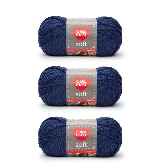 Red Heart Soft Estambre Acrílico, Paquete de 3 - Azul real - Paquete de 3