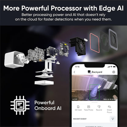 WYZE CAM v3 Pro 2K Indoor/Outdoor Wi-Fi Security Camera with Color Night Vision, Edge AI, Integrated Spotlight & Siren, 2-Way Audio, Compatible with Alexa & Google Assistant, White