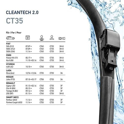 Hella Cleantech 2.0 Limpiaparabrisas 14 in con Revestimiento Nano-Grafito, Negro, 9XW 358 053-141