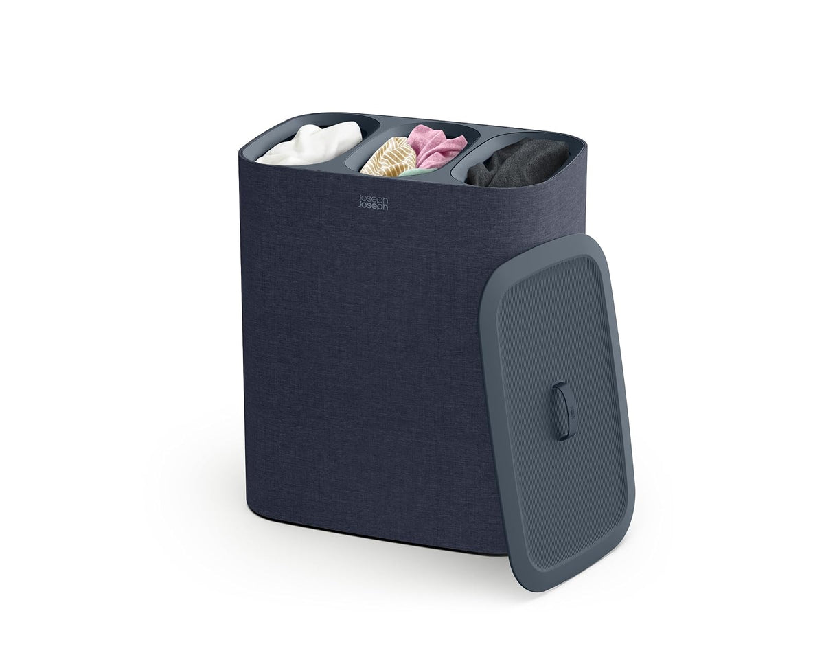 Joseph Joseph Trio - Cesta de separación de 90 litros con tapa y bolsas extraíbles, color negro