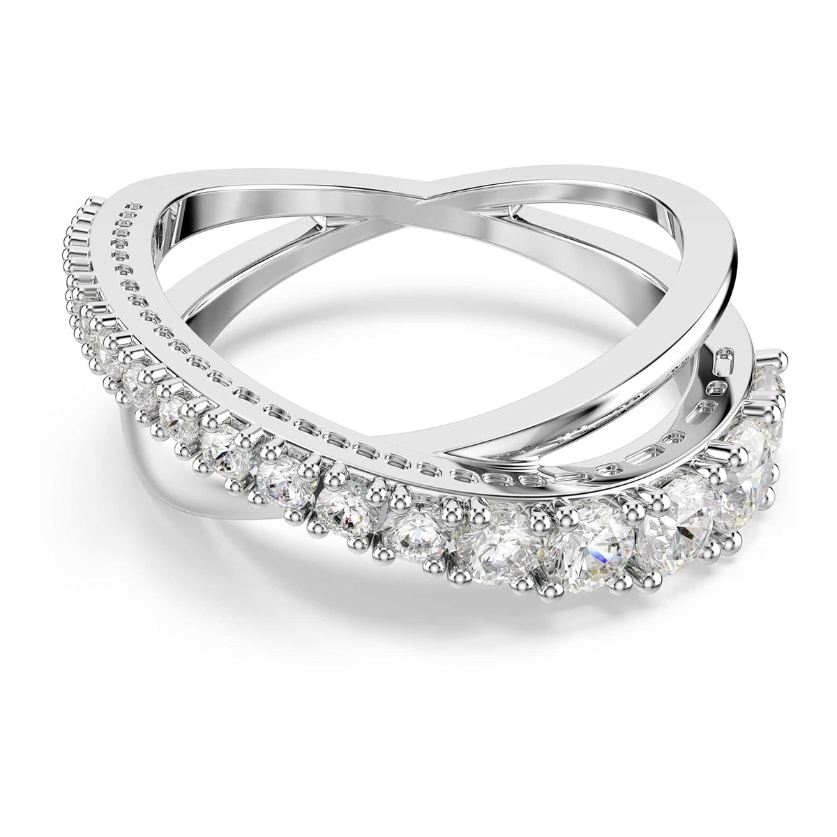 Swarovski Hyperbola Collection - Anillo de corte mixto, color blanco y plateado - 52
