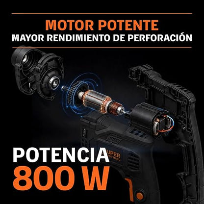 Truper Industrial ROTO-1/2N9, Rotomartillo/destornillador 1/2", 800W