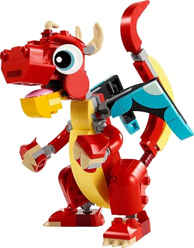 LEGO 31145 Creator 3en1 Dragón Rojo Juguete Convertible en una Figura de un pez o en un Modelo de un fénix