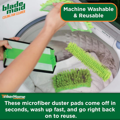 Blade Maid - Almohadillas para Orejas limpiadoras de Microfibra para Ventilador de Techo | Almohadillas para Orejas Reutilizables de Repuesto para Limpieza de Hojas con Poste Extensible, Plumero de