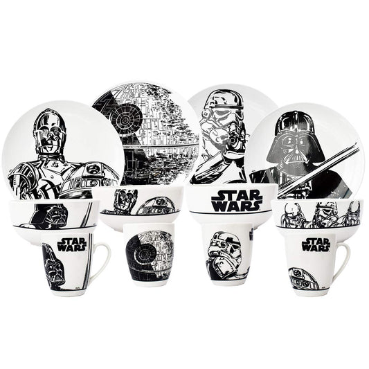 Fun Kids 2415-3089 Juego de Vajilla Disney Star Wars de Porcelana para 4 Personas 12 Piezas Blanca