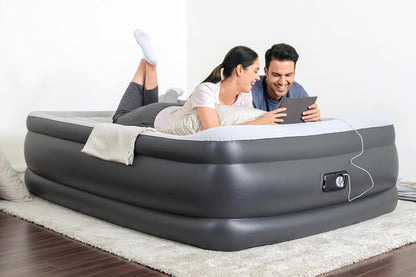 SLEEPLUX Colchón de Aire Inflable Duradero con Bomba integrada, Almohada y Cargador USB, 22 Pulgadas de Alto tamaño Queen
