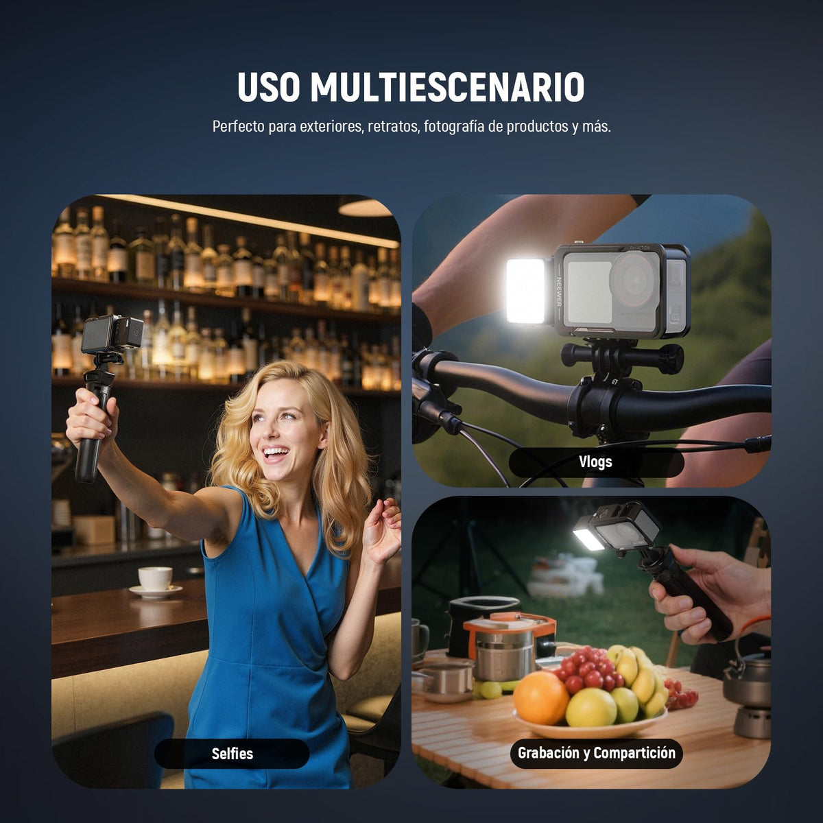 NEEWER BáSICO M20 Luz LED Magnética para Cámara Compatible con dji OSMO Action 3 4 5 Pro Cage AC009 Pro Pocket 3 Accesorios Adaptador Expansión, Mini Luz Relleno Plástico 5600K CRI95+