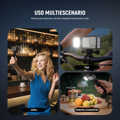 NEEWER BáSICO M20 Luz LED Magnética para Cámara Compatible con dji OSMO Action 3 4 5 Pro Cage AC009 Pro Pocket 3 Accesorios Adaptador Expansión, Mini Luz Relleno Plástico 5600K CRI95+