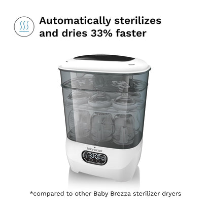 Baby Brezza - Esterilizador y secador de botellas avanzado - Máquina eléctrica de esterilización a vapor universal para todas las botellas: plástico + piezas de chupones de vidrio, filtración HEPA