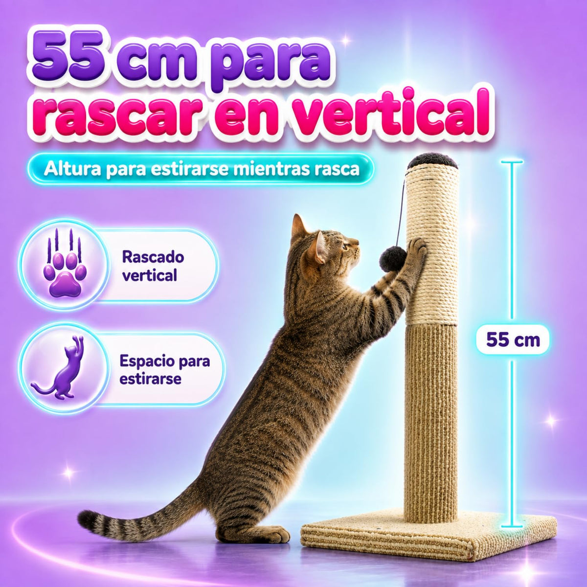 Fancy Pets Poste Rascador de 55 centímetros para Gato Color Natural
