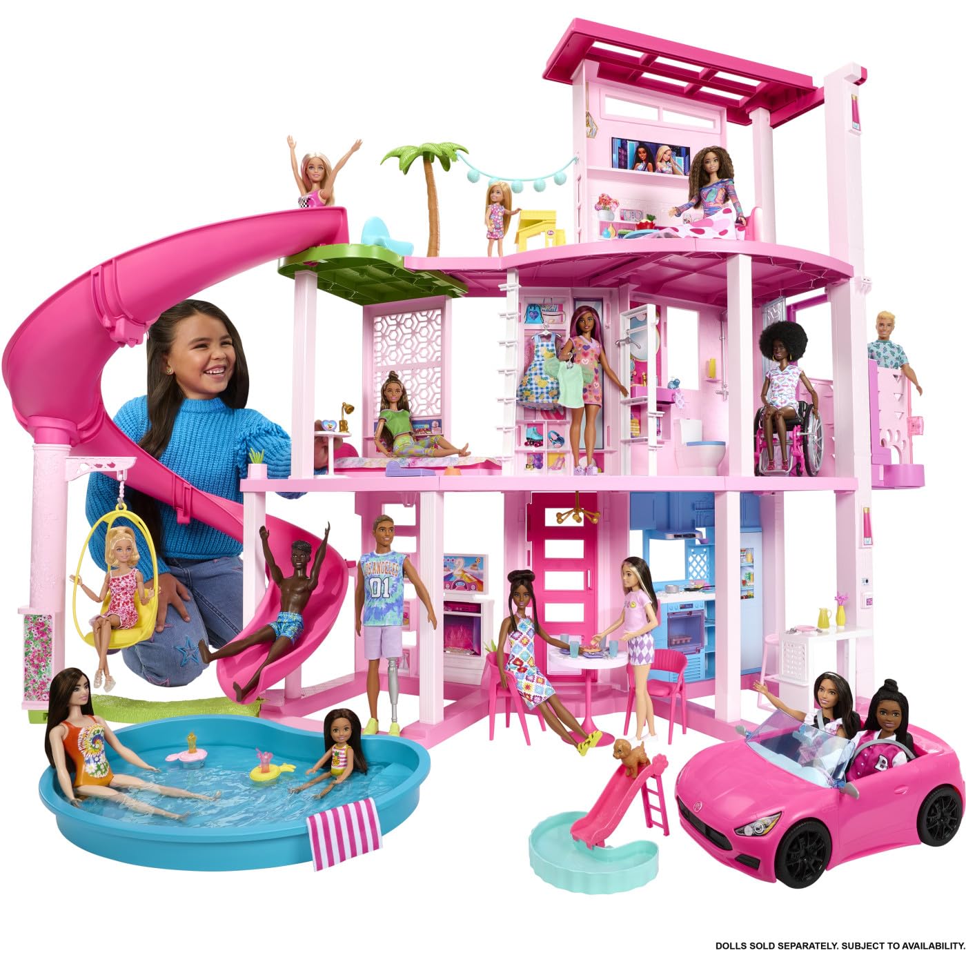 Barbie Casa de Muñecas Nueva Casa de los Sueños con Tobogán y Más de 75 Accesorios, para Niñas de 3 Años