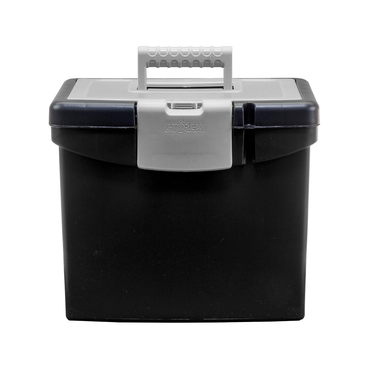Storex 61504F01C - Caja de almacenamiento translúcida, color negro