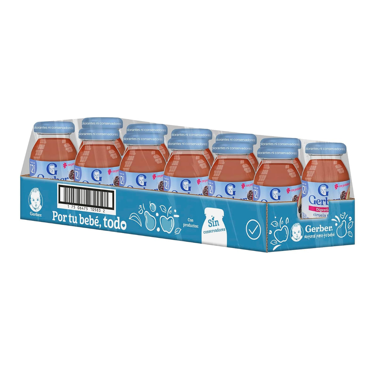 Gerber Jugo Etapa 2 Manzana Ciruela Paquete de 12 Piezas de 175 ml c/u