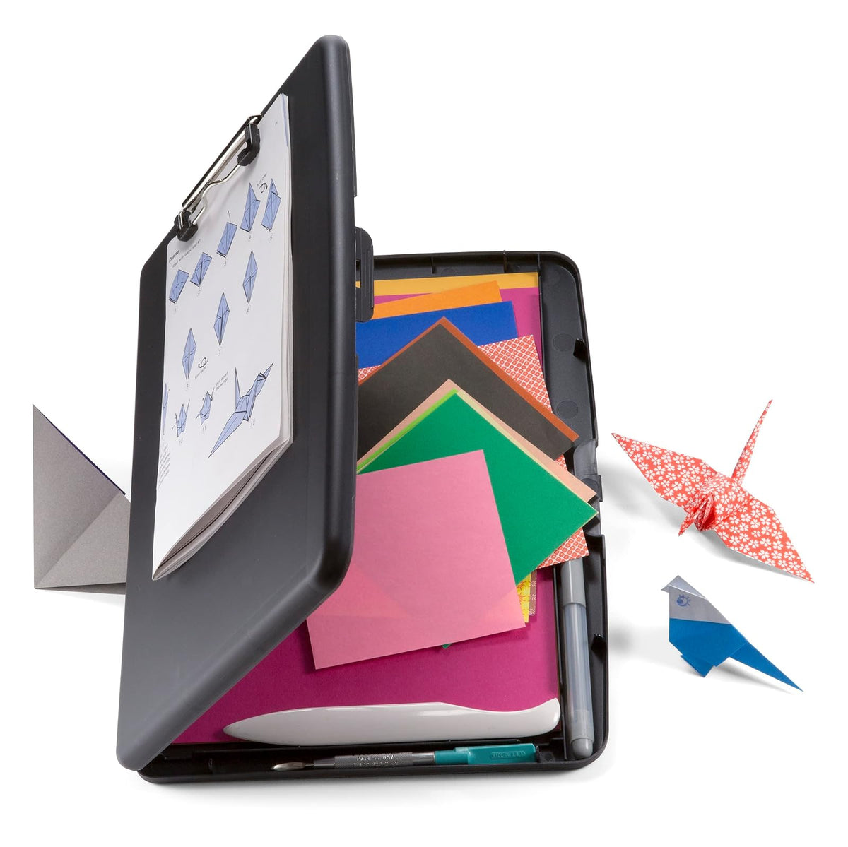 Officemate Estuche de almacenamiento para portapapeles con clip de perfil bajo, gris (83375)
