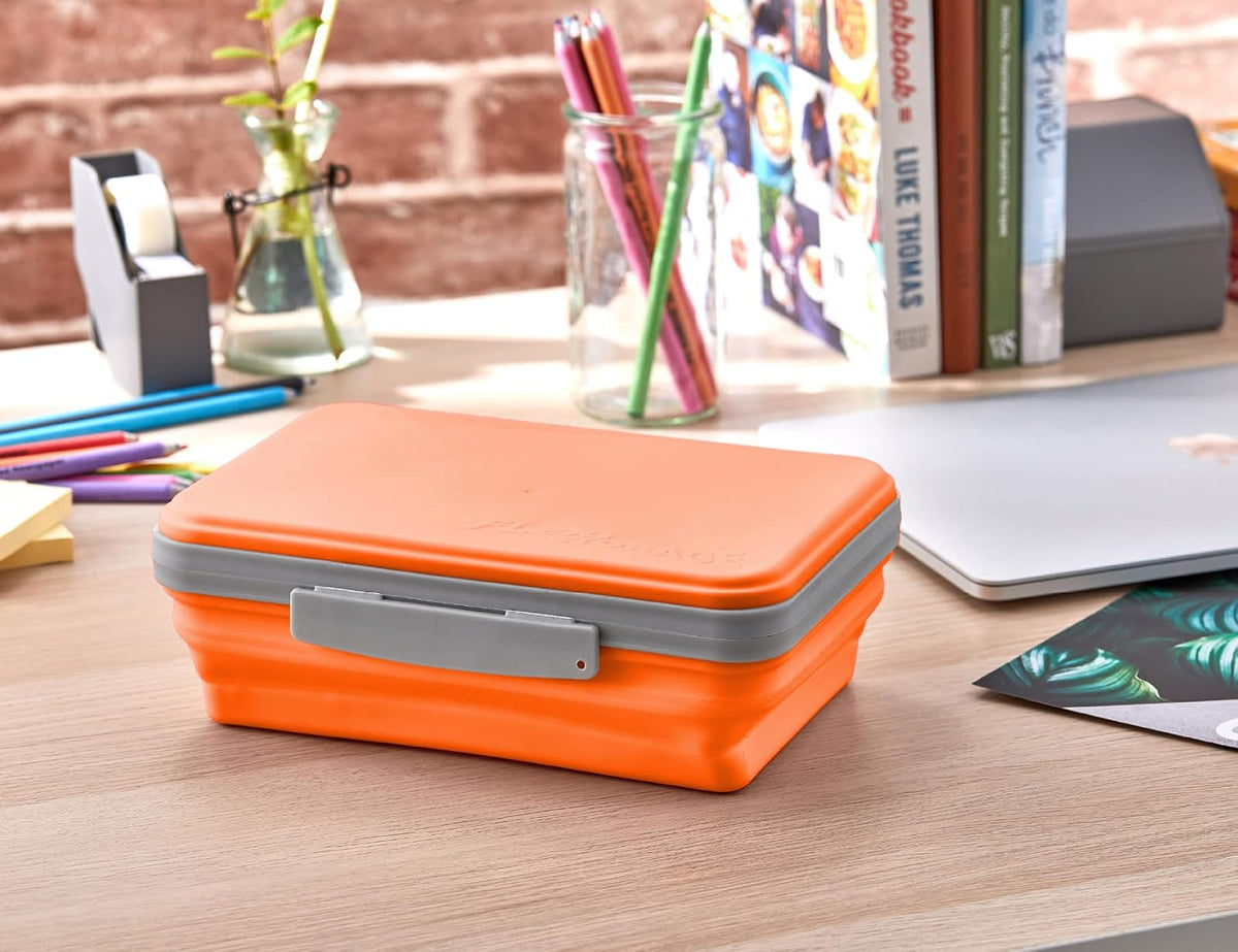 It's Academic Flexi - Caja de almacenamiento con tapa, diseño plegable para manualidades y material escolar, color naranja