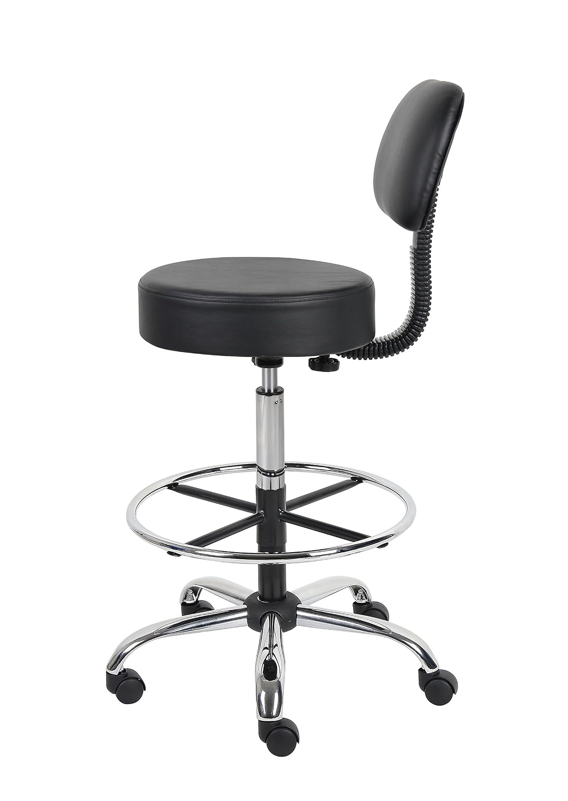 Boss B16245-BK Caressoft Medical/Drafting Stool with Back Cushion