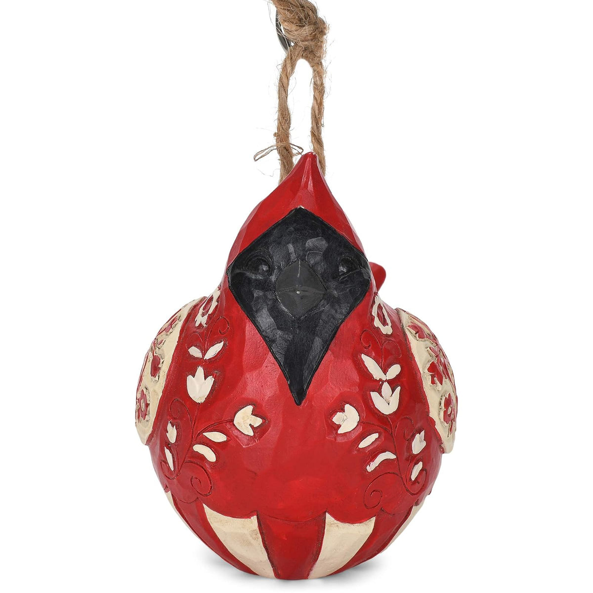 Enesco Jim Shore Heartwood Creek Nordic Noel Roly Poly Cardenal Ornamento Colgante, 8,9 cm de Alto, Blanco Sucio, Negro, Gris, Rojo