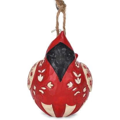 Enesco Jim Shore Heartwood Creek Nordic Noel Roly Poly Cardenal Ornamento Colgante, 8,9 cm de Alto, Blanco Sucio, Negro, Gris, Rojo