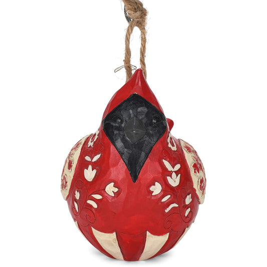 Enesco Jim Shore Heartwood Creek Nordic Noel Roly Poly Cardenal Ornamento Colgante, 8,9 cm de Alto, Blanco Sucio, Negro, Gris, Rojo