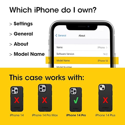 OtterBox COMMUTER SERIES para iPhone 14 Pro (ONLY) - NEGRO | Funda delgada y protectora para iPhone, de doble capa, absorción de impactos