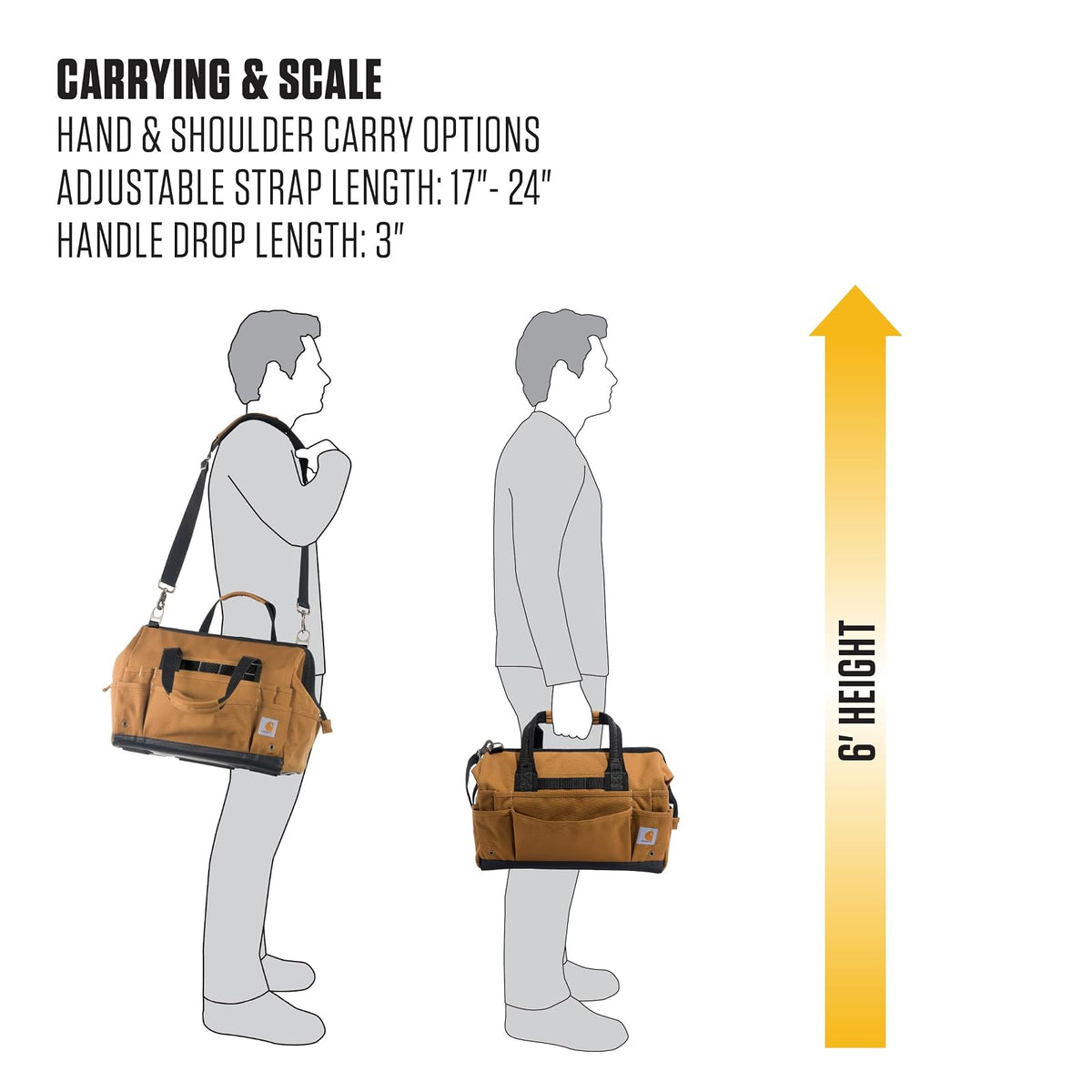 Carhartt Onsite - Bolsa de herramientas duradera, resistente al agua, bolsa de almacenamiento de herramientas, peso pesado, 16 pulgadas, 30 bolsillos, color café Carhartt