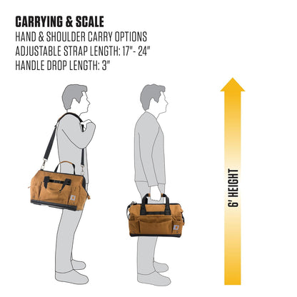 Carhartt Onsite - Bolsa de herramientas duradera, resistente al agua, bolsa de almacenamiento de herramientas, peso pesado, 16 pulgadas, 30 bolsillos, color café Carhartt