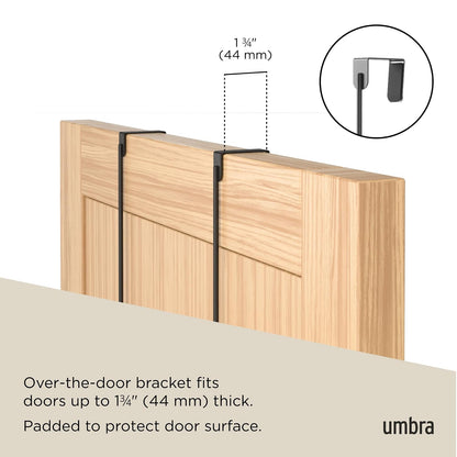 Umbra Estique Organizador con múltiples ganchos | Clavijas de madera de acero, sin enganches, se adapta a puertas de 1.6 pulgadas, acabado recubierto de energía