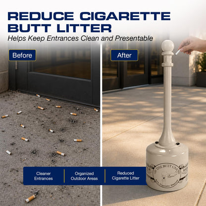 Eagle 1205BEI Receptáculo para colillas de cigarrillos de acero galvanizado, capacidad de 5 galones, 40" de altura, 12" de diámetro, color beige