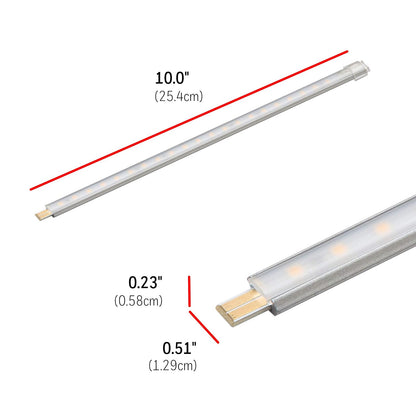 UltraPro 10 pulgadas. Tiras de LED enlazables, paquete de 6, 1360 lúmenes, luz blanca cálida 2700K, bajo voltaje, iluminación debajo del gabinete, luz de tira, enchufe plano, 44415