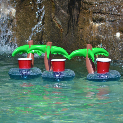 GoFloats - Portabebidas inflables para Piscina y Tina de hidromasaje (3 Unidades) (Elija – Unicornio, Flamenco, Palmera y más)
