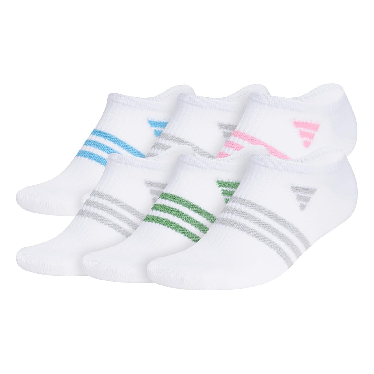 adidas Superlite Calcetines Invisibles Paquete de 6 - M - Blanco - Azul Burst - Clear Onix Grey