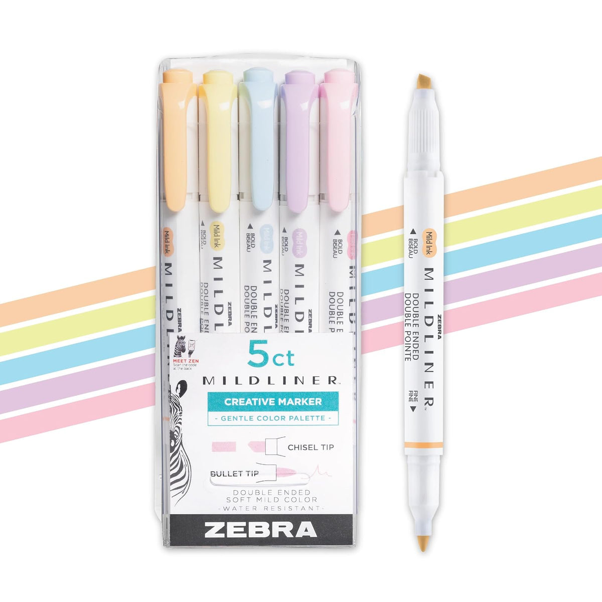 Zebra Mildliner Iluminadores de Doble Punta, Colores Surtidos - Gentle A - 5
