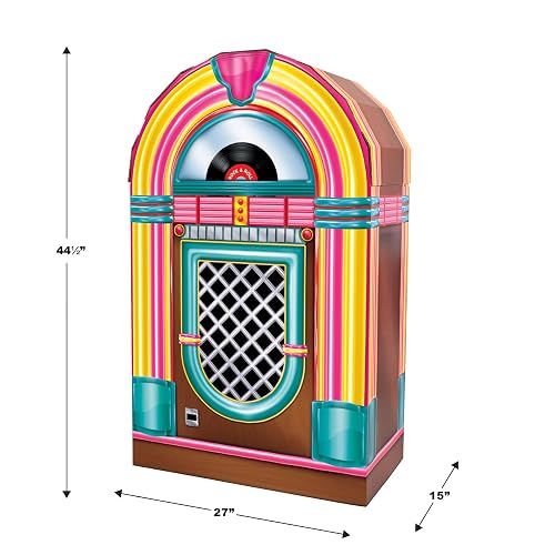 Beistle - Jukebox de cartón Corrugado 3D, decoración de Fiesta temática de los años 50, decoración de Fiesta Rock'n Roll, Accesorios clásico para Cabina de Fotos, 3 pies 8.5 Pulgadas x 27 Pulgadas