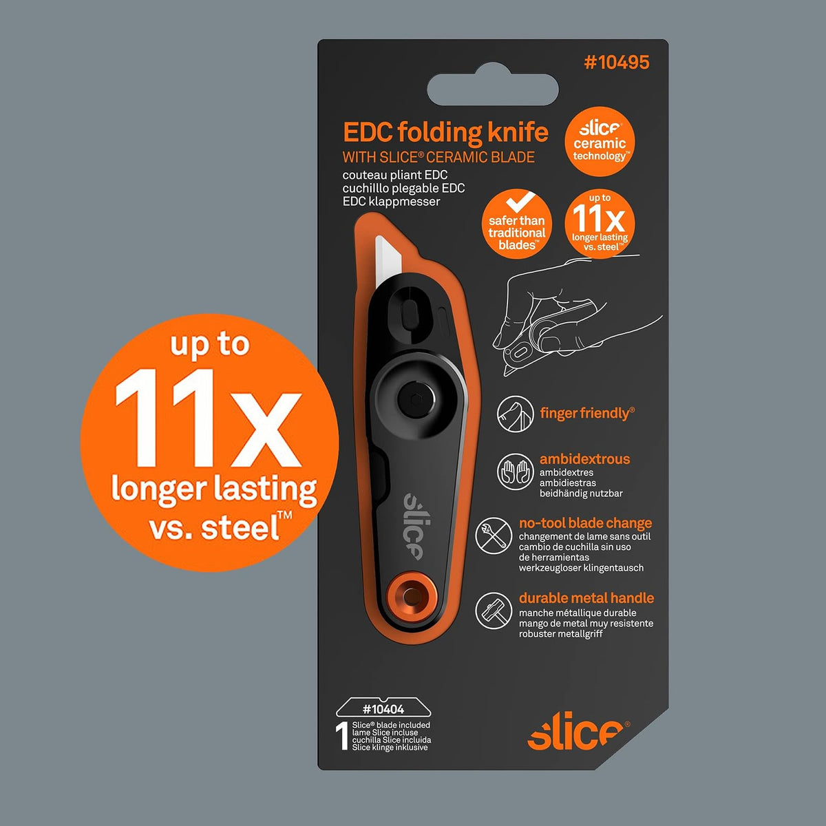Slice Everyday Carry (EDC) - Cuchillo plegable para uso diario | Cuchillo de bolsillo moderno | Hoja de cerámica segura que dura 11 veces más que el metal, cortador de caja compacto y conveniente | 1
