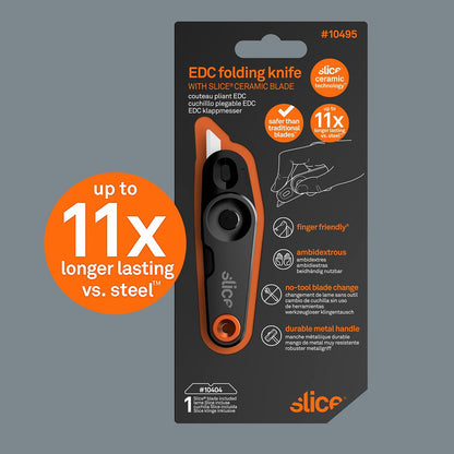 Slice Everyday Carry (EDC) - Cuchillo plegable para uso diario | Cuchillo de bolsillo moderno | Hoja de cerámica segura que dura 11 veces más que el metal, cortador de caja compacto y conveniente | 1