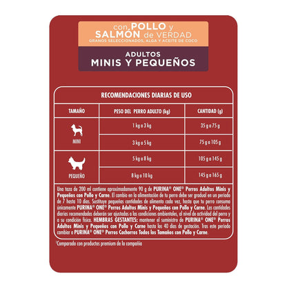 Purina One Adulto Minis y Pequeños Sabor Pollo y Salmón 3.5Kg