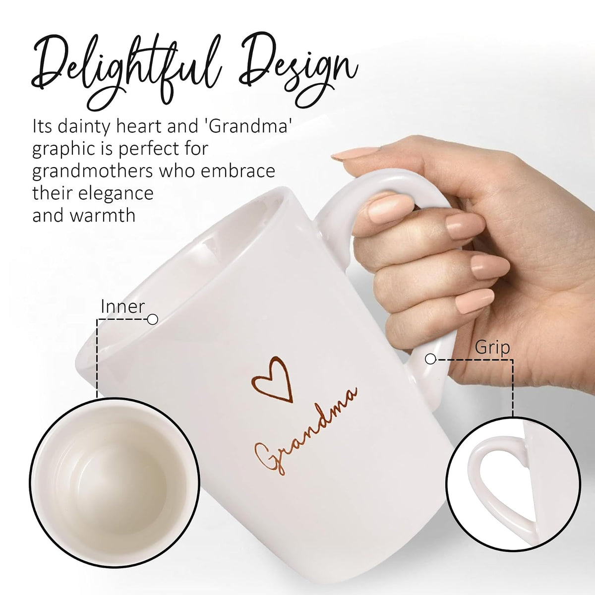 Pavilion Gift Company Taza para abuela, 15 onzas, color crema