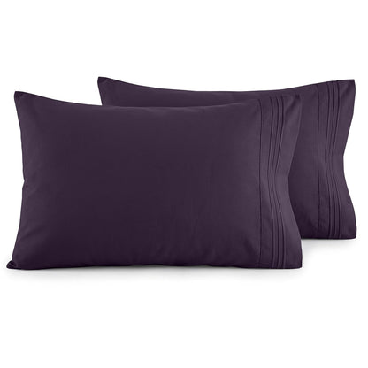Fundas de Almohada Elegant Comfort de Microfibra Set de 2 - Morado - King - California King