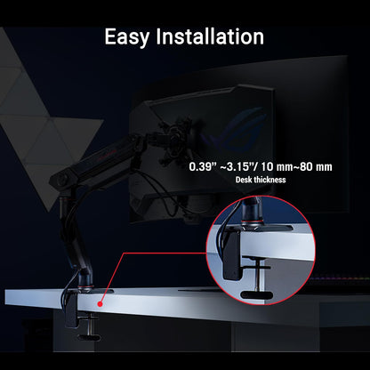 ASUS ROG Ergo - Brazo para Monitor (AAS01) - Soporte para Monitor con gestión de Cables, ergonómico, pivotante, Giratorio, Altura Totalmente Ajustable, fácil configuración de computadora, hasta 39