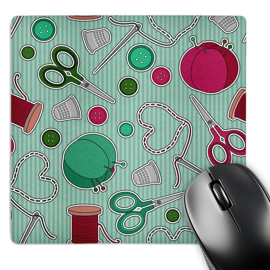 3dRose Sewing Love Print Green Mouse Pad (mp_175382_1)