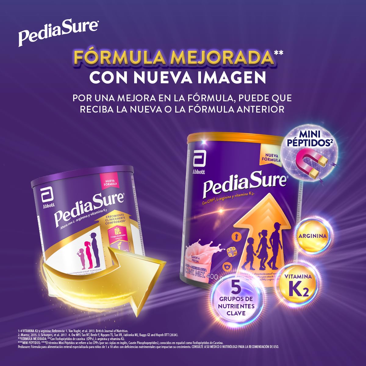 PediaSure Fresa- Alimentación Especializada Polvo 400 g | Formula especializada para niños de 1 a 10 años con 5 grupos de nutrientes clave que apoya el crecimiento de los huesos.
