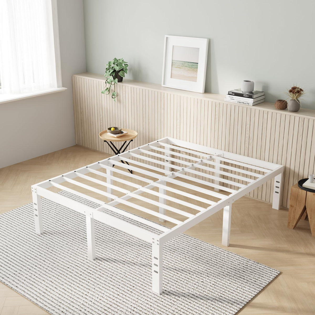 Novilla - Marco de Cama tamaño King, Marco de Cama de Plataforma de Metal de 14 Pulgadas, tamaño King con Espacio de Almacenamiento Debajo de la Cama, Soporte de Listones de Acero Resistente, fácil