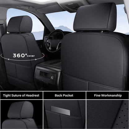 Coverado Fundas De Asiento Silverado, Protectores De Asiento De Automóvil De Piel Impermeable, Juego Completo Personalizado, Compatible Con Chevy Silverado Gmc Sierra Pickup 2014-2018 1500 2015-2019 2500H
